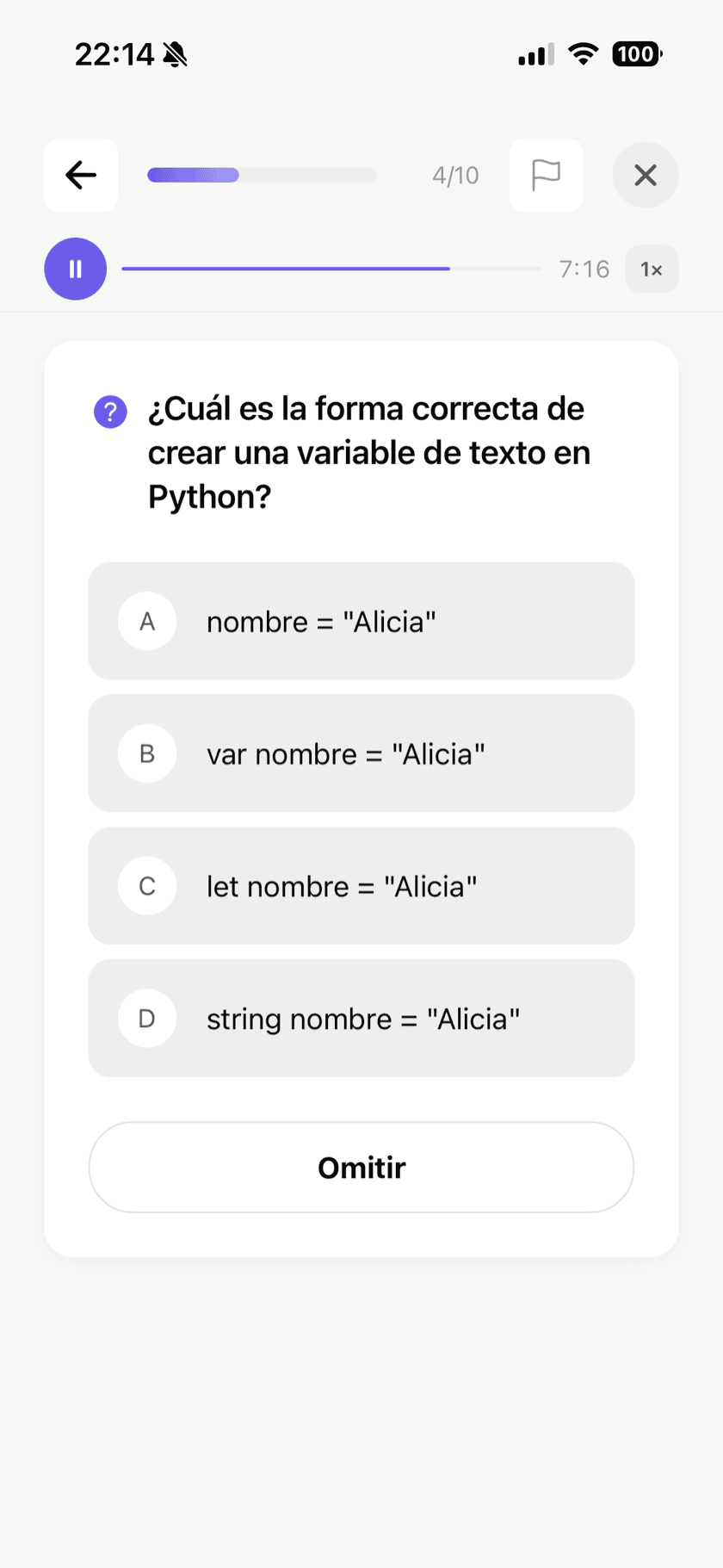 Contenido de lección con indicadores de deslizamiento